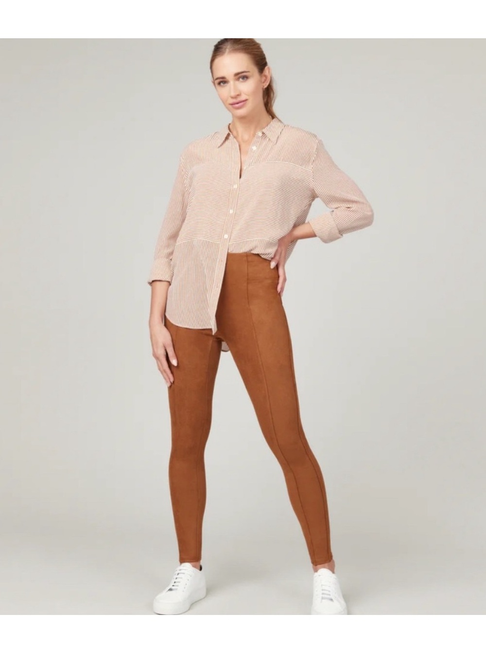 SPANX Faux Suede Leggings Caramel Color High Waisted Women’s Small